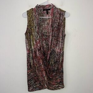 BCBGMAXAZRIA Doris Sleeveless Multicolored Draped Crisscross Top XXS